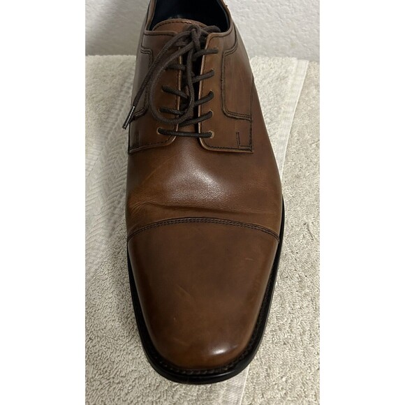 Johnston & Murphy Men's 12M Tan Cushioned Novick Cap Toe Lace Up Oxford Shoes - Picture 12 of 16